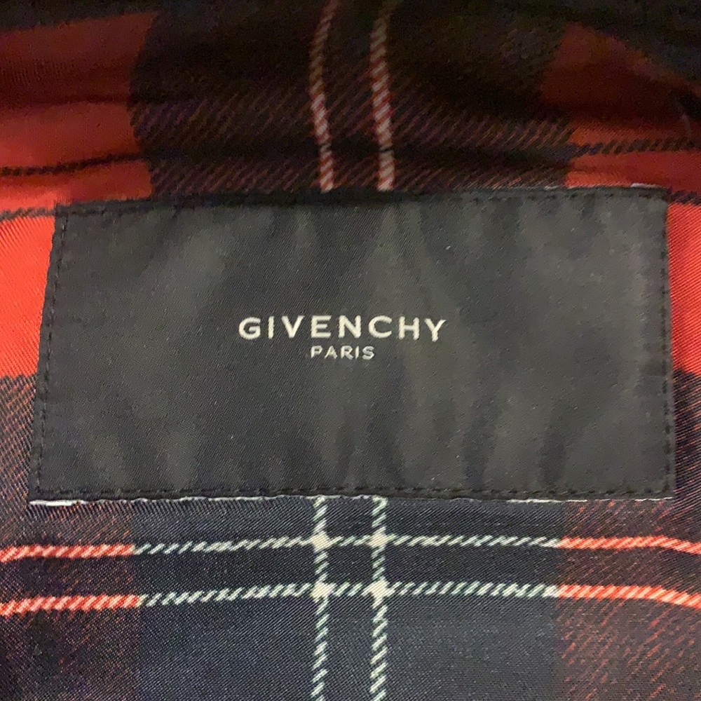 Givenchy navy bomber jacket w/ plaid lining, sz 48 - Picture 13 of 14